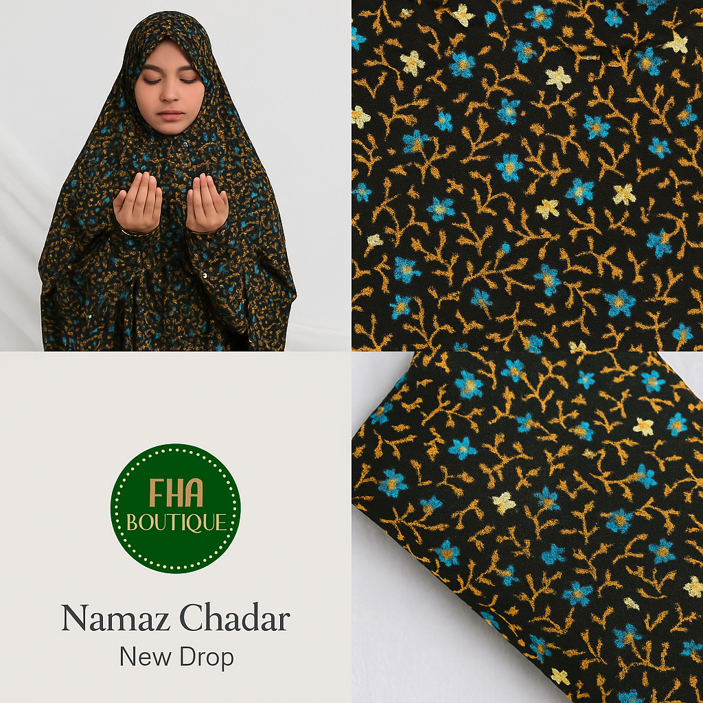 Printed Namaz Chadar | Full Coverage Prayer Clothing with Sleeves