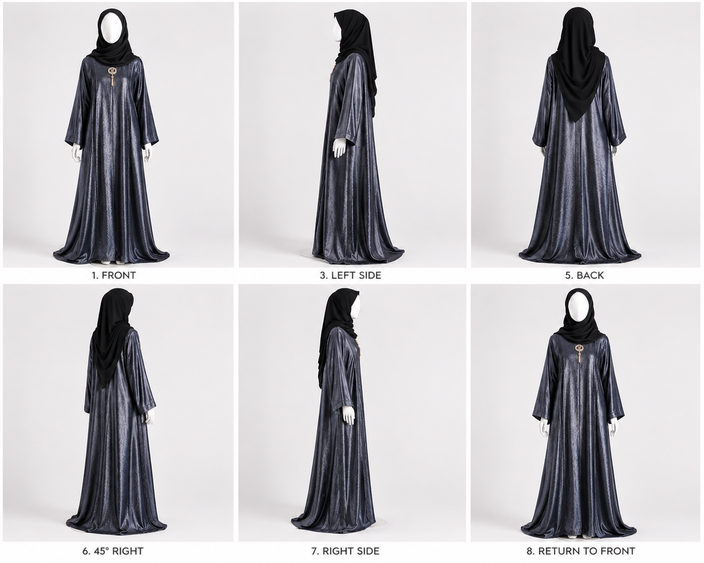 Metallic Zoom Abaya with Black Hijab