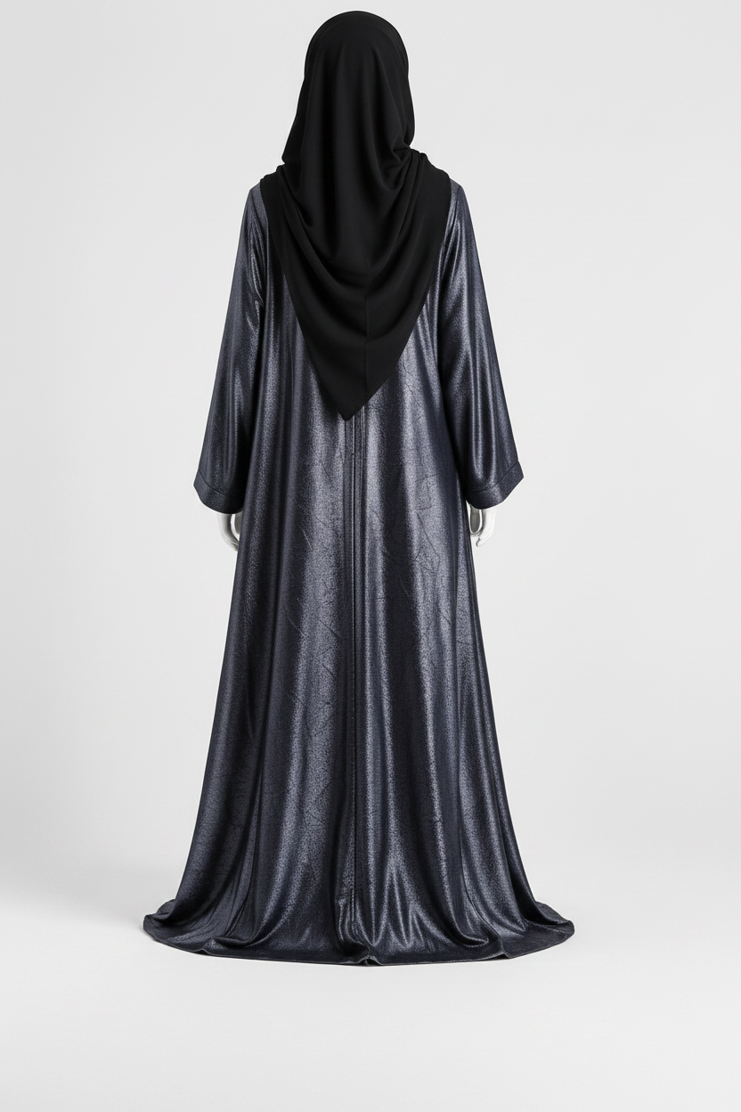 Metallic Zoom Abaya with Black Hijab