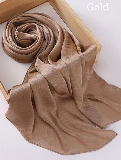 Silk Satin Crinkle Hijabs - Brown image