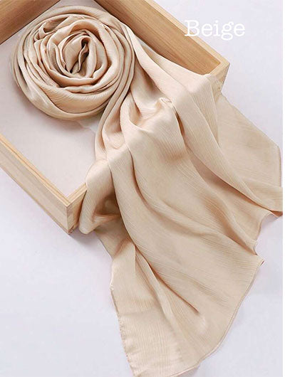 Silk Satin Crinkle Hijabs - Beige image