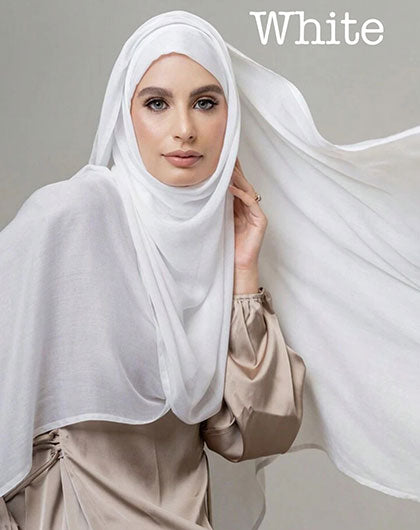 Premium Modal Hijab - White image