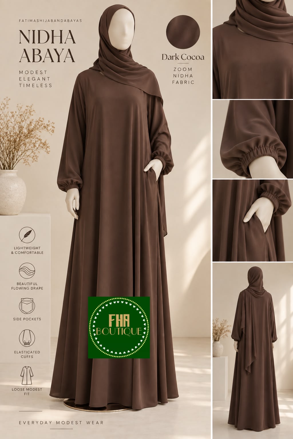 Luna Flow Nida Abaya – Elegant Everyday Modest Wear