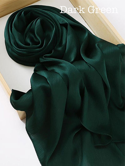 Silk Satin Crinkle Hijabs - Dark green image